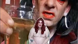 Bisexual sissy swallows pee naked