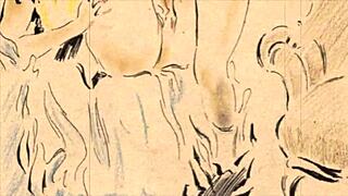 Vintage erotic drawings from antique collection