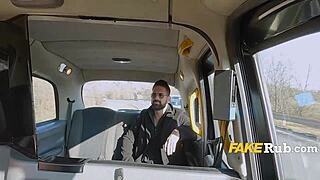 big tits redhead driver motorboats passenger in wild car ride