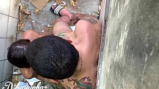 Risky outdoor fuck with big cock almost caught.