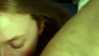 My german teen girlfriend gives deepthroat blowjob to my friend.