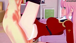 zero two is having hard sex with darling in the franxx, it's so intense and full of fantasy