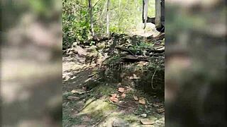 got hard dick on trail, found abandoned place to fuck latina pussy