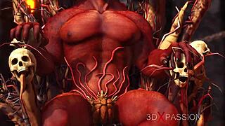 Devil Torments Hot Virgin Girl with Rough Choking in Hell