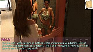 Blonde wife and brunette stepmother with big asses.