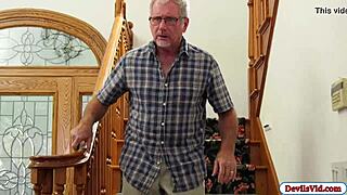 blonde babe banged by old guys in threesome 😈