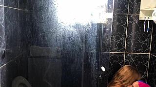 Young Guy Eats Friend's Aunt In Bathroom!