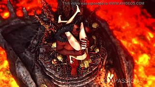 Devil Torments Hot Virgin Girl with Rough Choking in Hell