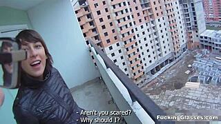 kirsten rides hard in spontaneous top-floor fuck