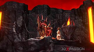 Devil Torments Hot Virgin Girl with Rough Choking in Hell