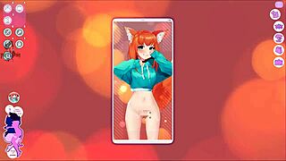 this catgirl waifu is masturbating with toys, big tits and ass on display