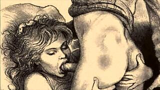 Vintage erotic illustration from antique collection.