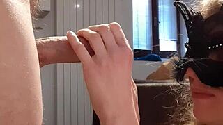 Blowing Hot Girlfriend with Warm Cum Dripping on Body