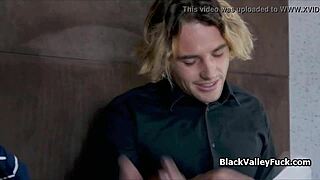 The perky ebony coed steals her white bestie's crush with intense blowjobs