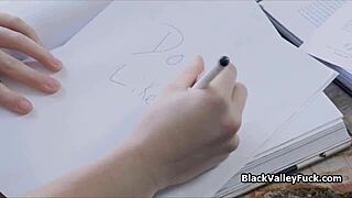 The perky ebony coed steals her white bestie's crush with intense blowjobs