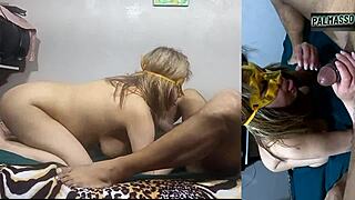 My stepbrother was excited when I helped with the condom and he accidentally came