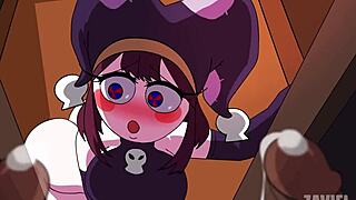 In this halloween cartoon, Pomni goes for dick or treat with Zaviel.