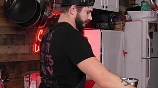 I'm always horny in the kitchen, showing off my big tits – what would you do?