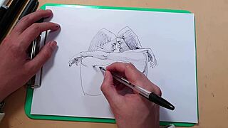 two beautiful sexy girls in a quick sketch