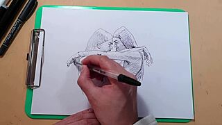 two beautiful sexy girls in a quick sketch