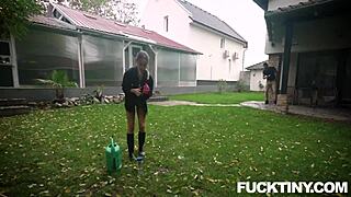 Can The Tiny Gardener Mona Blue Handle Big Tits And Ass In Nature's Reality Show?