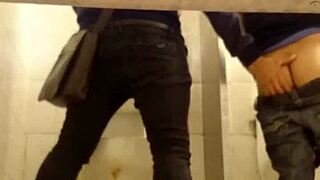 two guys having wild gay sex in the toilet, it's intense and raw