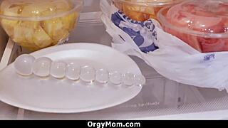 Stepson finds a sex toy in the refrigerator and decides to fuck her in Orgymom