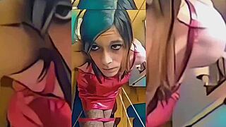 Hot shemale undresses in bathroom teasing with ripped clothes 😏