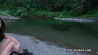 homemade pov meeting brunette stranger outdoors