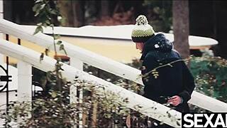 Warm Up with Cute Lovers Fucking Hard on Snowy Day!