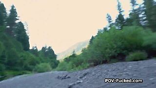 homemade pov meeting brunette stranger outdoors