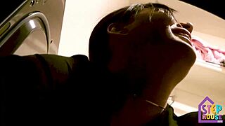 Hey, my hot stepmom London Rose got stuck in the washer machine