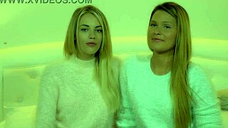 abby cross and blake eden pose before lesbian intimacy