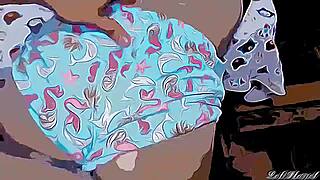 Perverted stepfather forces girl in cartoon