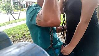 great blowjob with curvy latina slut sucking monster cock on medellin streets 😍