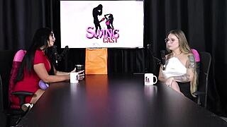 Naty Varga became a porn creator in sheer red lingerie for group sex