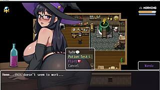 sexy nurse naked examination in hentai game, huge tits and cute outfit for first time