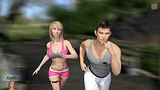 in big city pleasures 9, john trains with sexy katia and can't stop staring at her big tits