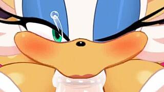 Rouge sucks cock, swallows cum, gets fucked in ass hard