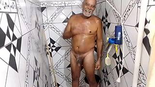 gugu da sunga dancing in the bathroom with hard cock