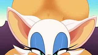 Rouge sucks cock, swallows cum, gets fucked in ass hard