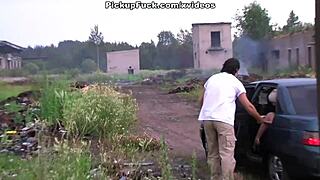 hard sex with 18-year-old blonde in wild public pickup