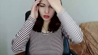 Russian beauty with big boobs toys her pussy on webcam