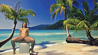 She fucks herself with that glass dildo