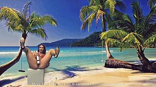 She fucks herself with that glass dildo