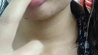 latina girl massages her small tits for you