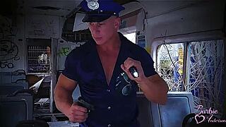 Muscular Cop Fucks Trans Schoolgirl Barbie Anderson on Train!