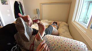 Gwen's Bound Feet Licked to Orgasm