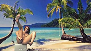 She fucks herself with that glass dildo