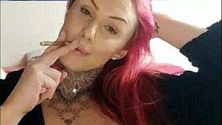 Tattooed wife teases with big tits on webcam